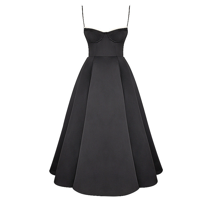 Light Luxury Heavy Industry Slimming Voile Suspender dress