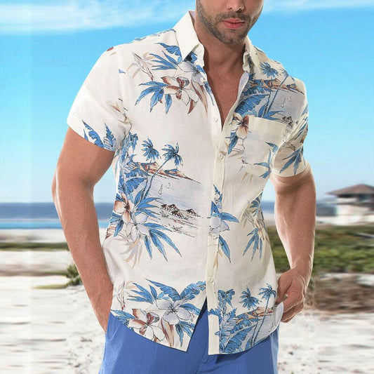 Men's Fashion Casual Simple Printing Short Sleeve Shirt Top