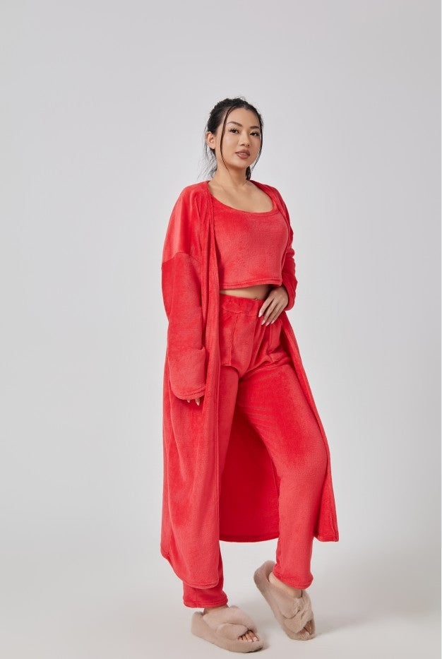 3-Piece Cozy Pajama Lounge Set for Women – Winter Warm Outfit