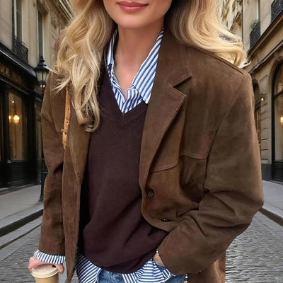 Women's Suede-Look Blazer Casual Jacket