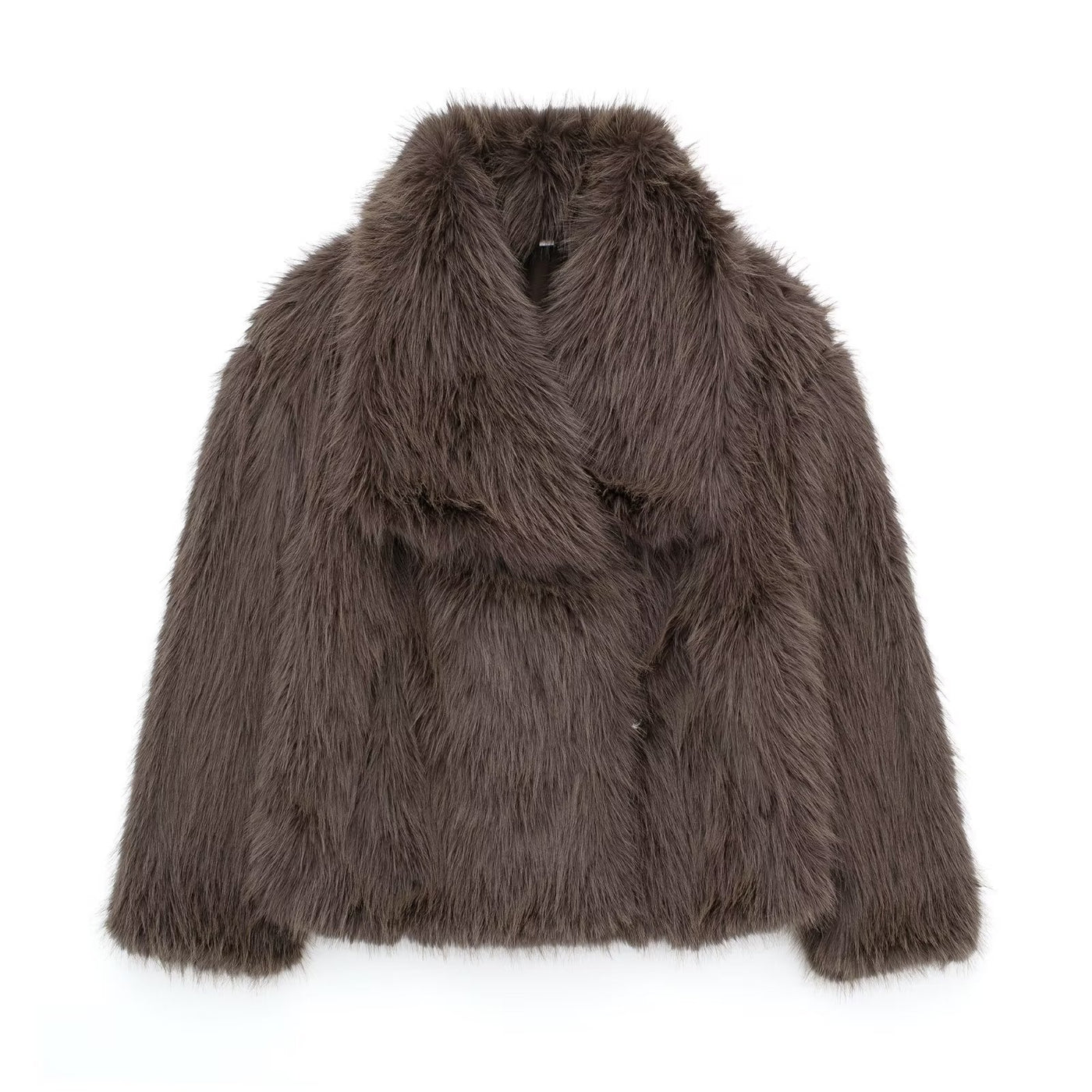 Women’s Warm Plush Lapel Jacket – Winter Outwear