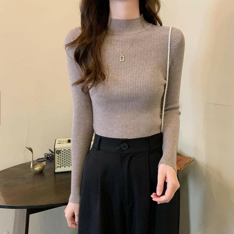 Half High Collar Inner Lining Bottom Sweater