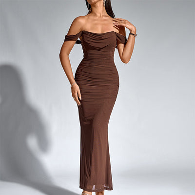 Women's Off-shoulder Skinny Sheath Long Dress