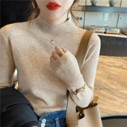 Half High Collar Inner Lining Bottom Sweater