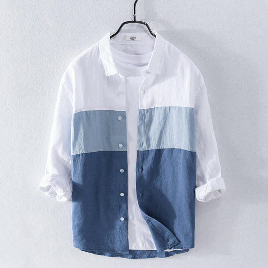 Men's Linen Leisure Color Long sleeve shirts