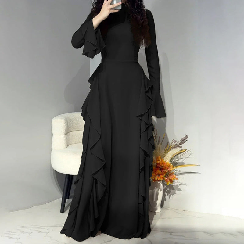 Slim Fit High Waist Bell Sleeve Dresses