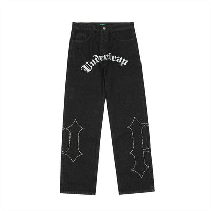 European And American Style Letter Embroidered Jeans