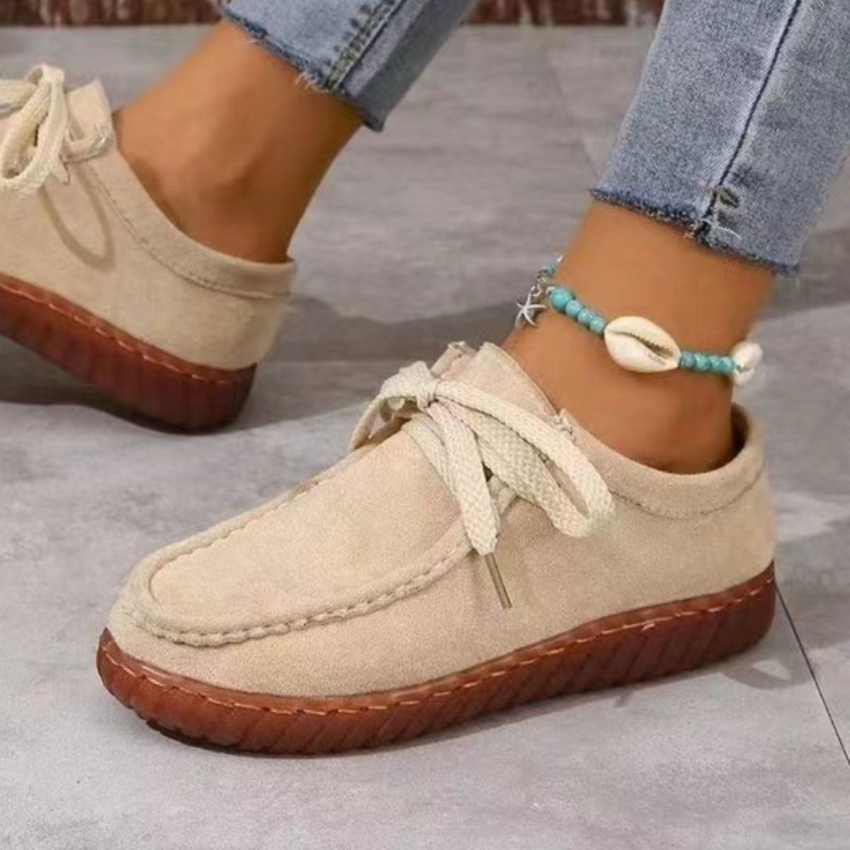 Tied Suede Round Toe Sneakers