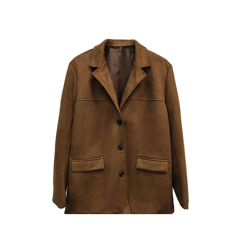 Women's Suede-Look Blazer Casual Jacket