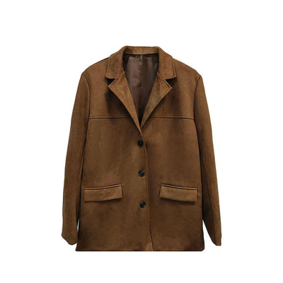 Women's Suede-Look Blazer Casual Jacket