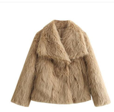 Women’s Warm Plush Lapel Jacket – Winter Outwear