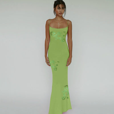 Resort Style Slim Fit Printed Design Strapless Dress