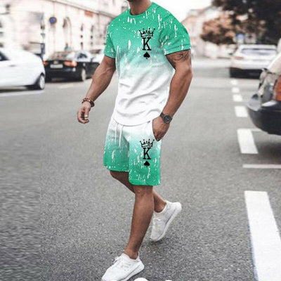 Summer New Men's 3D Printed Set