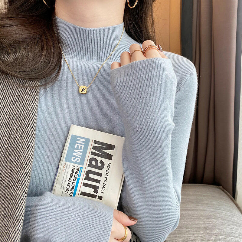 Half High Collar Inner Lining Bottom Sweater