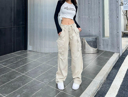 High Waist Straight Casual Wide Leg Trousers