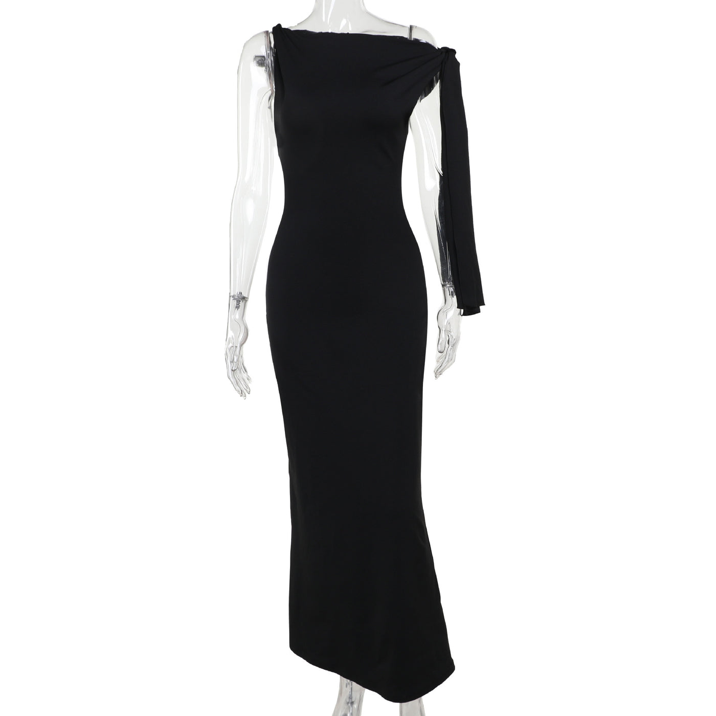 One-shoulder Ribbon Long Dress Ins Fashion Slim Sleeveless Dresses