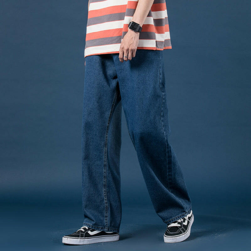 Light-Colored Straight-Leg Loose Wide-Leg Denim Trousers