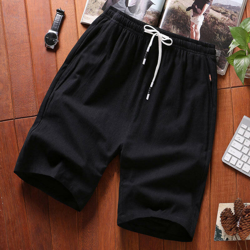 Casual Cotton Five-point Pants Solid Color Beach Pants Men's Sports Running Fitness Shorts