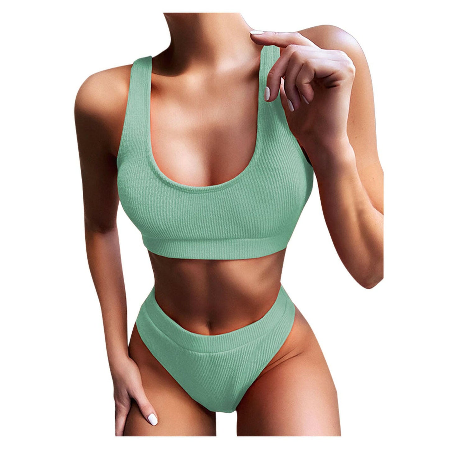 New Women's Sexy Solid Color Split Swimsuit