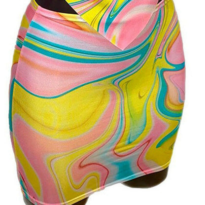 Women's Fashion Tie-Dye Print Bag Hip Skirt