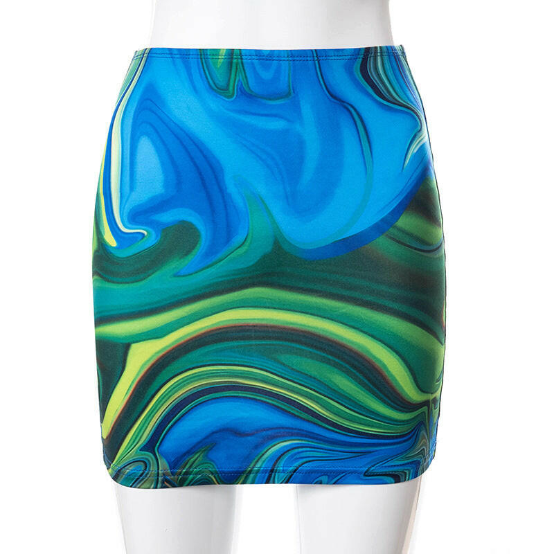 Women's Fashion Tie-Dye Print Bag Hip Skirt