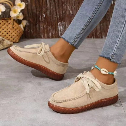 Tied Suede Round Toe Sneakers