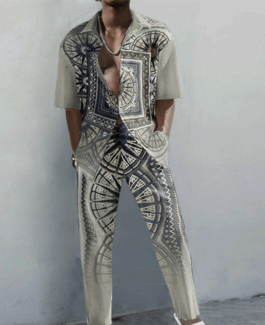 3D Printed Designs Shirt And Trousers Suit Set