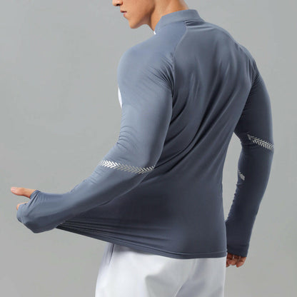 Stand Collar Half Zip Solid Color