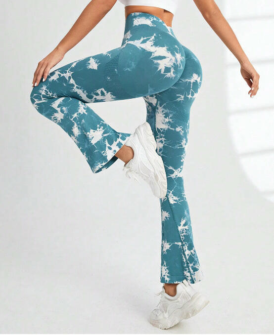 Tie-Dye Printed Pants: Seamless High Waist Fitness Running Leggings for Women