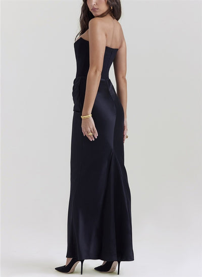 Slim Tube Top Long Dress Sexy Fashion Bandeau Backless Dress