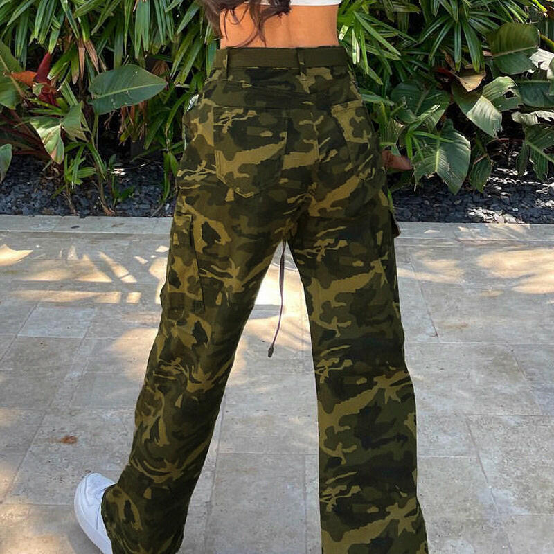 Women's New Vintage Street Style High Waist Thin Camouflage Denim