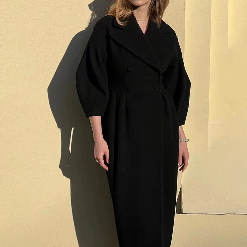 Women's Classic Winter Long Coat Double-Breasted Belted Trench