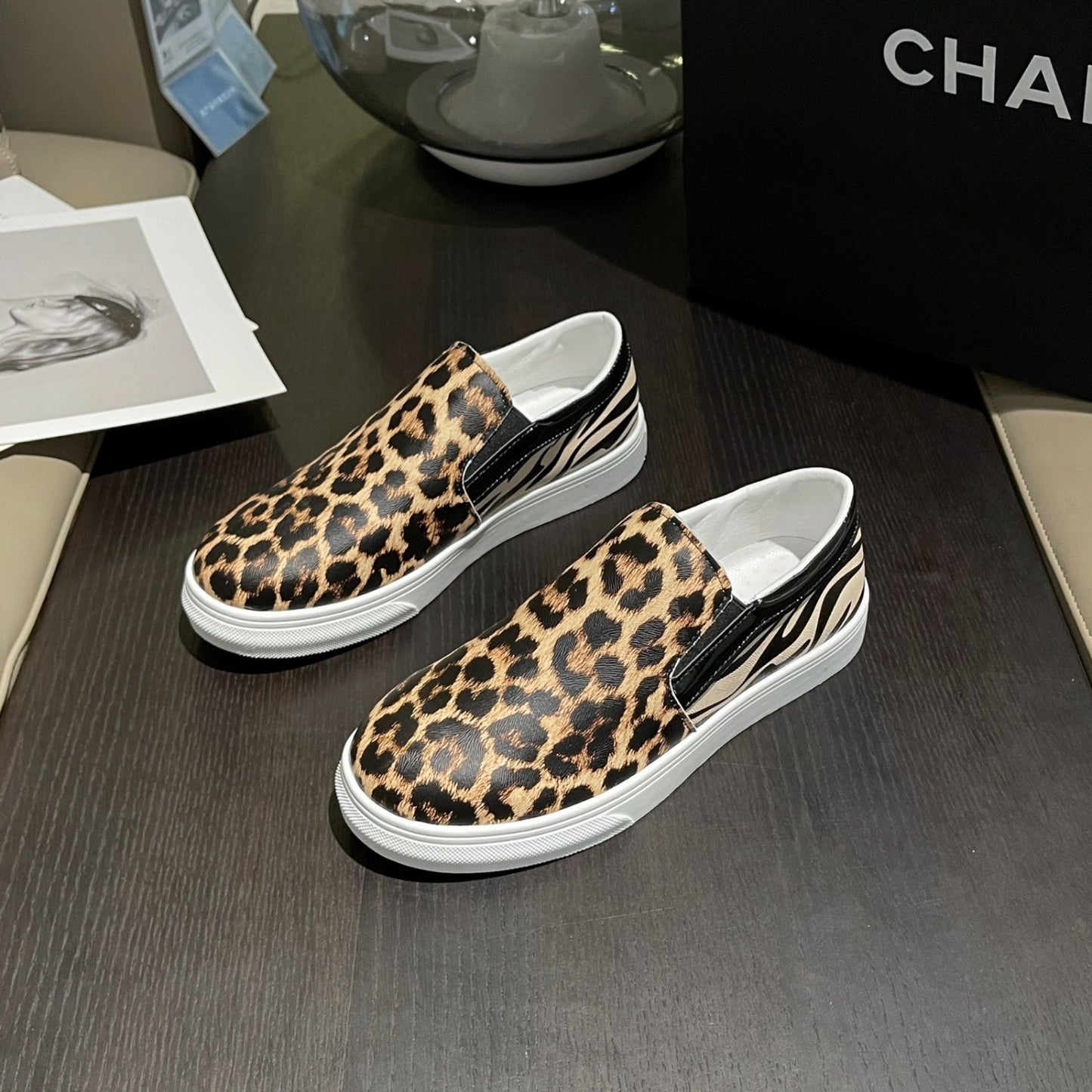 Leopard PU Leather Sneakers