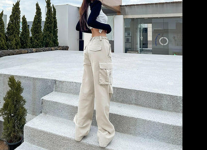 High Waist Straight Casual Wide Leg Trousers