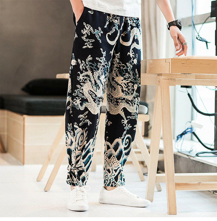 Wind Dragon Pattern Plus Size Bloomers - Men's Fashion