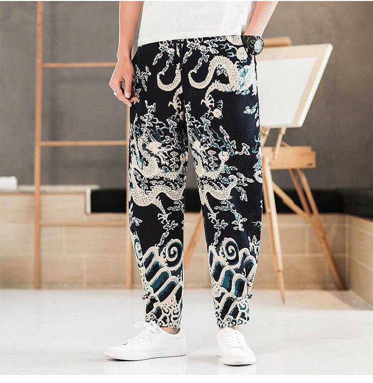 Wind Dragon Pattern Plus Size Bloomers - Men's Fashion