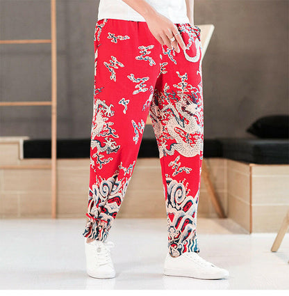 Wind Dragon Pattern Plus Size Bloomers - Men's Fashion