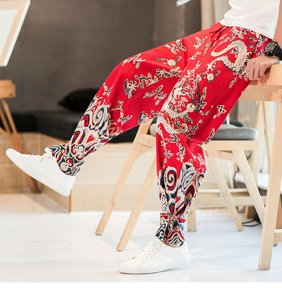 Wind Dragon Pattern Plus Size Bloomers - Men's Fashion