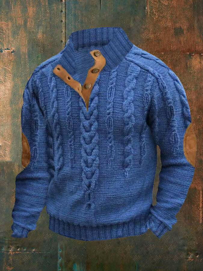 Men's Four-button Long-sleeved Sweater