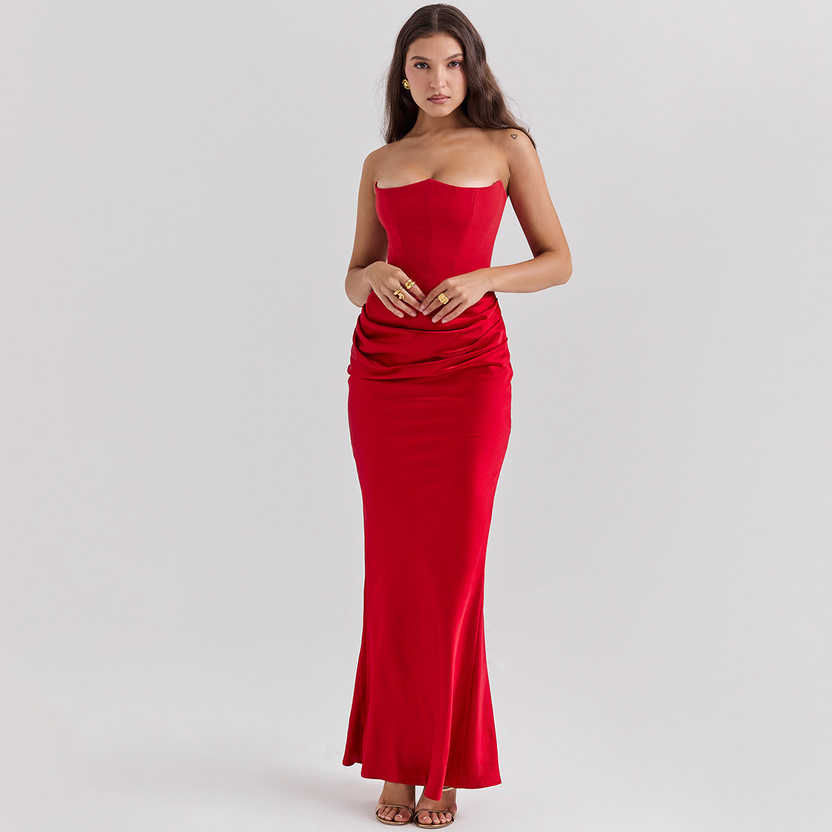 Slim Tube Top Long Dress Sexy Fashion Bandeau Backless Dress