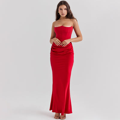 Slim Tube Top Long Dress Sexy Fashion Bandeau Backless Dress