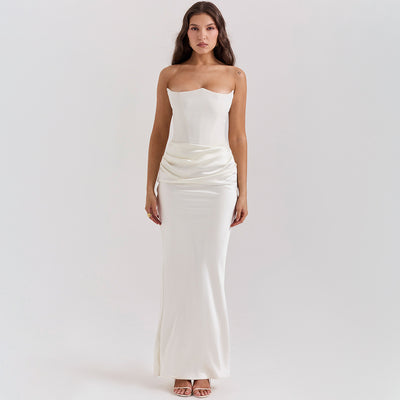 Slim Tube Top Long Dress Sexy Fashion Bandeau Backless Dress