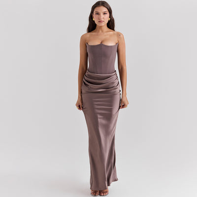 Slim Tube Top Long Dress Sexy Fashion Bandeau Backless Dress