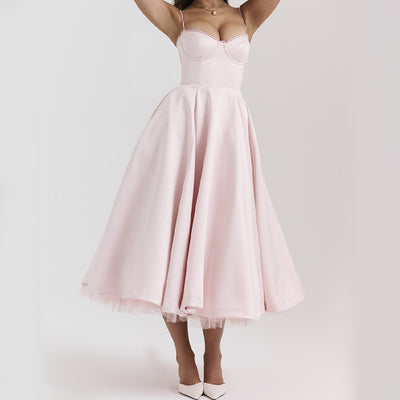 Light Luxury Heavy Industry Slimming Voile Suspender dress
