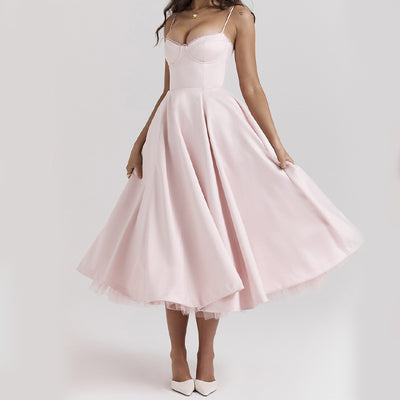 Light Luxury Heavy Industry Slimming Voile Suspender dress
