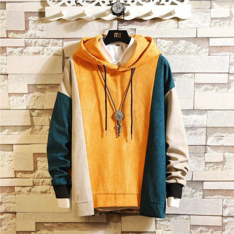 Men's contrast stitching hoodie