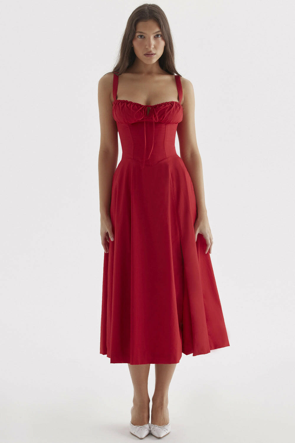 French High Split Suspender Dress Summer Party Wear
