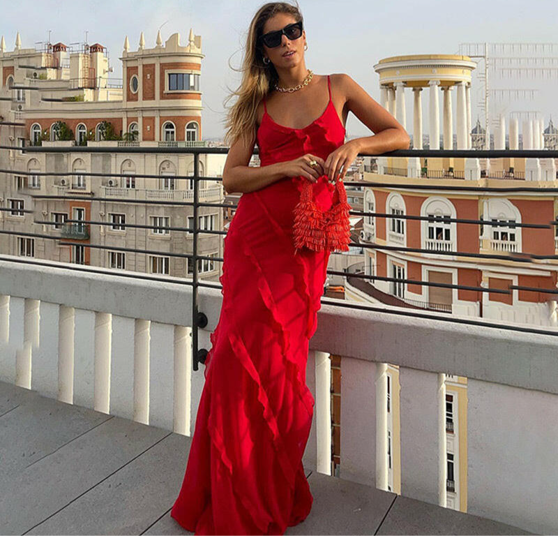 Chiffon Long With Suspender Dress