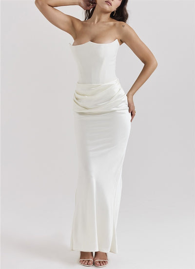 Slim Tube Top Long Dress Sexy Fashion Bandeau Backless Dress