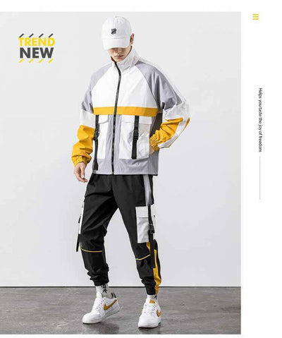 Casual Workwear Jacket Multi-pocket Trousers Two-piece Set